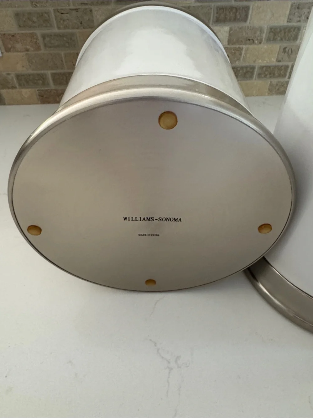 Williams Sonoma White Ceramic Canister Set with Silver Accents Set of 3 NWOT
